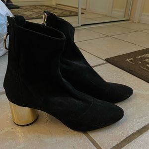 Zara black sock boots with gold heel
